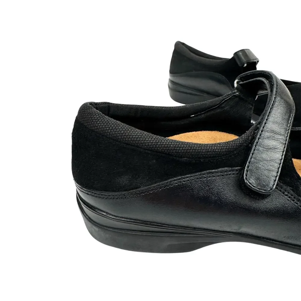abeo Black Leather‎ Suede Orthotic Arch Support Mary Jane Comfort Shoe Sz 9.5